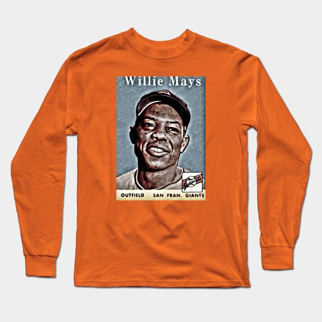 Willie Mays: Say Hey Flashback to 1958 Long Sleeve T-Shirt by flashbackchamps